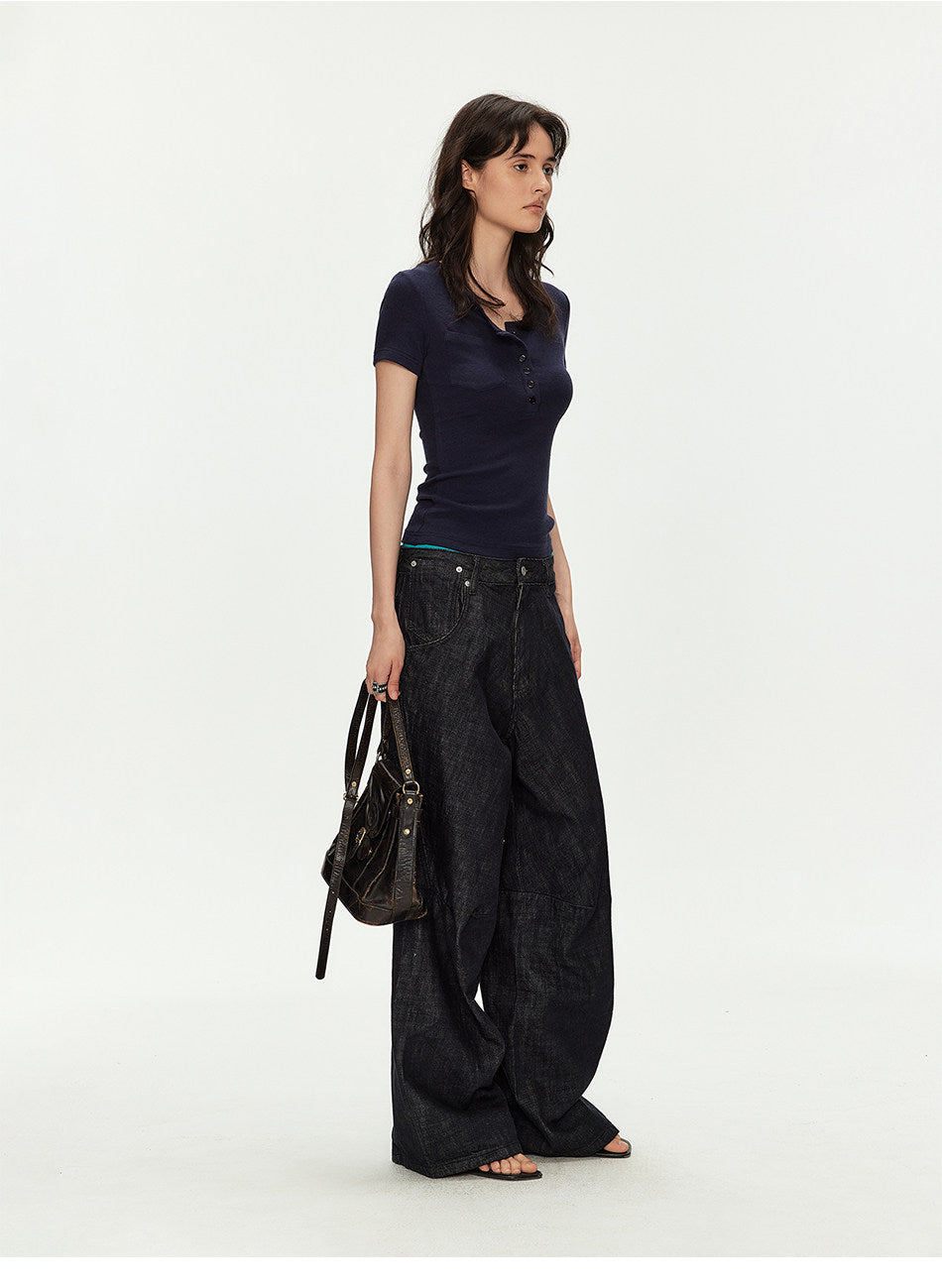 Original Colored Jeans with Parisian-Style Buttons　