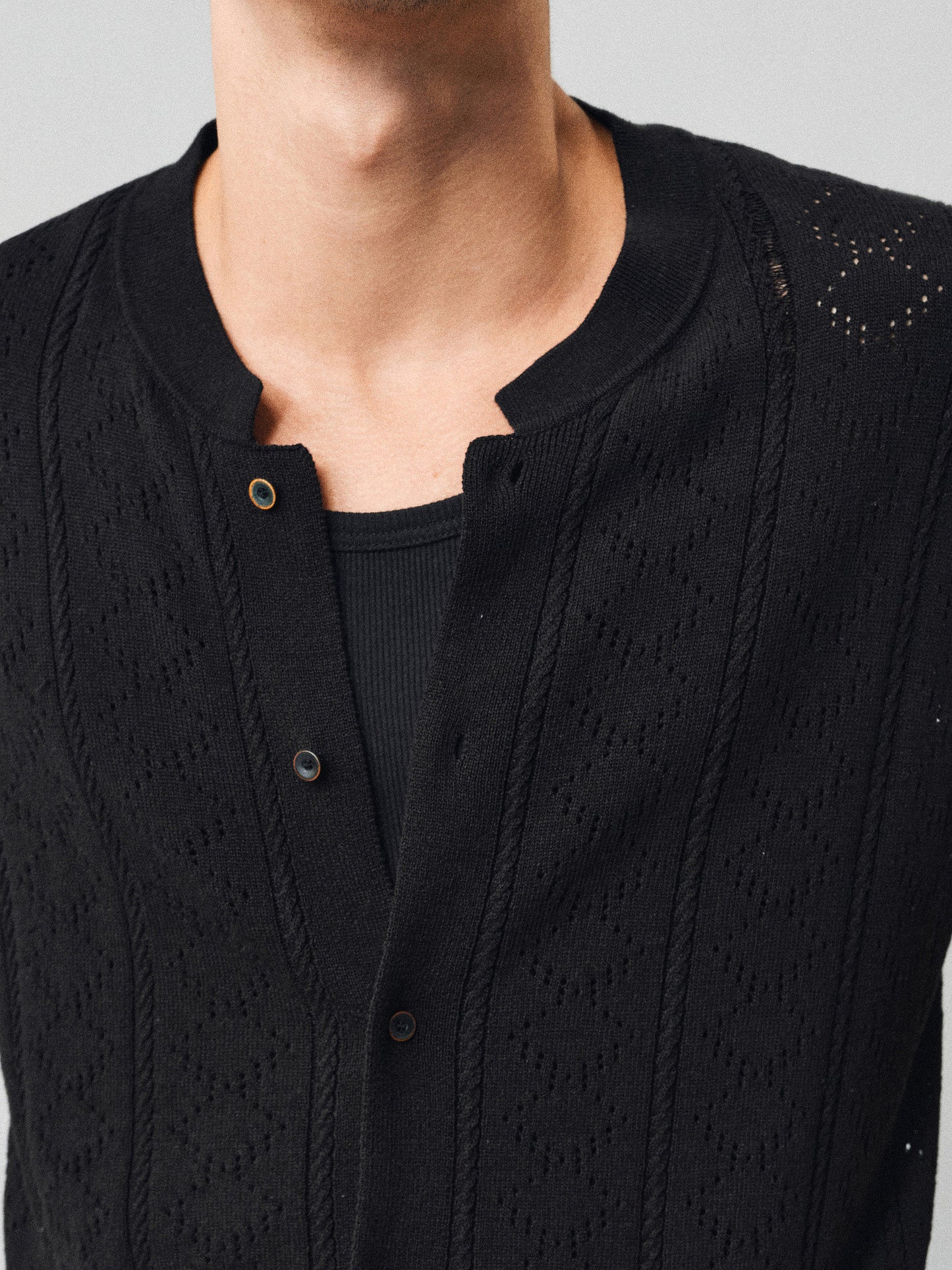 Openwork Linen Knit Shirt