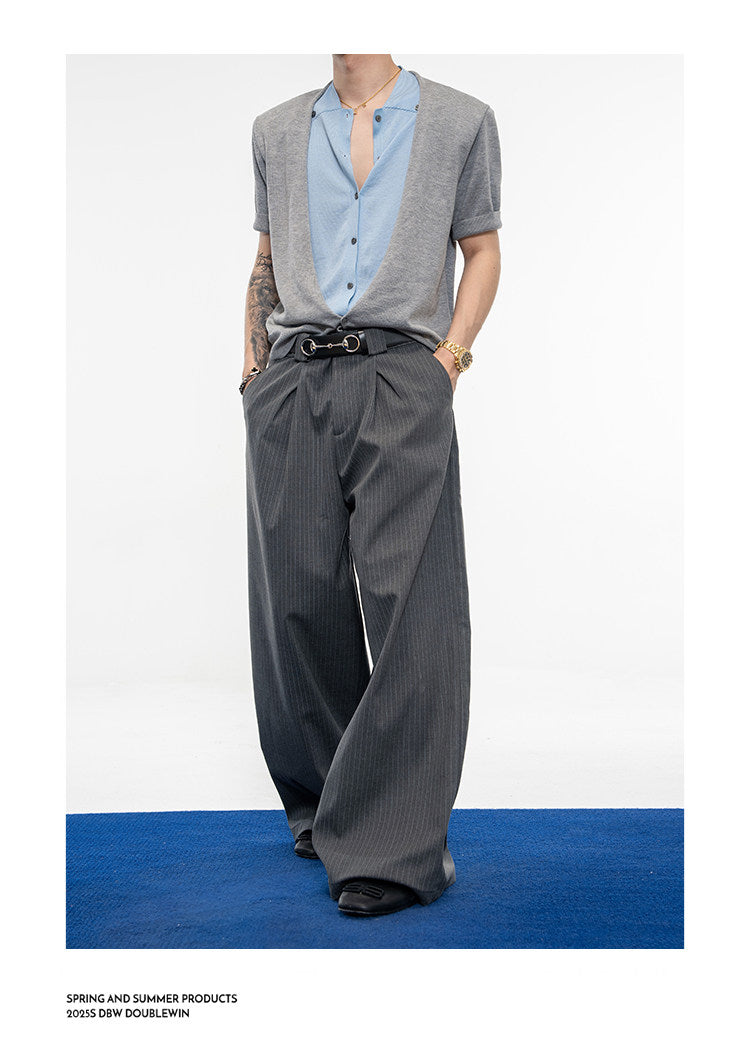 Luxurious Double-Gathered Casual Pants