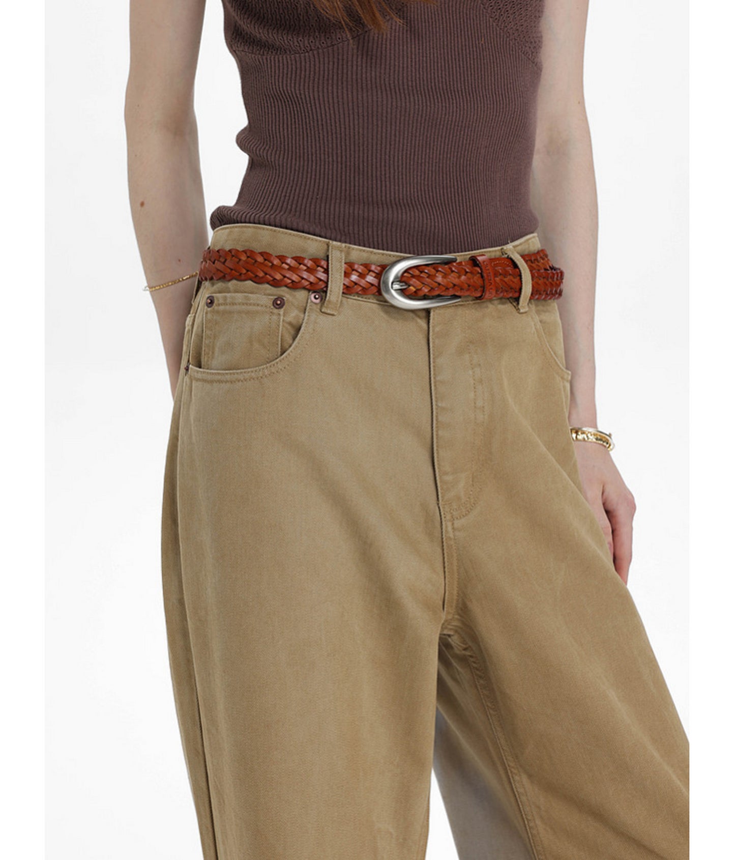 Low-Waist Straight-Leg Casual Pants