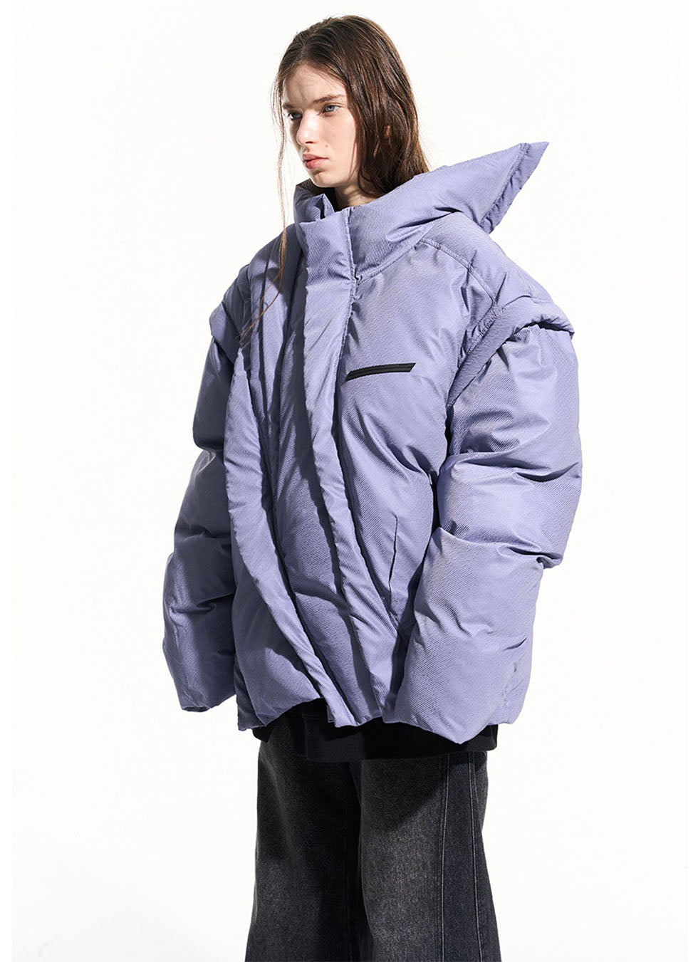 Multi-shaped zipper detachable cotton jacket 