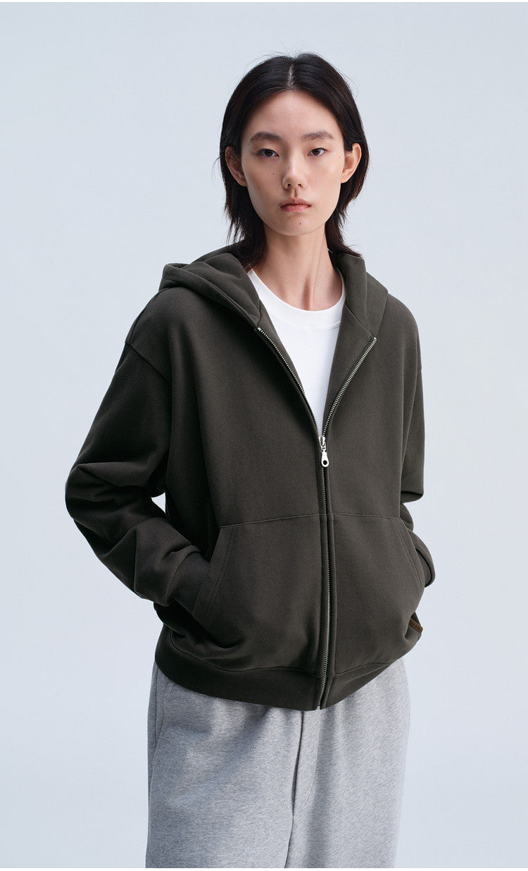 Short-Sleeve Hooded Zip-Up Sweatshirt