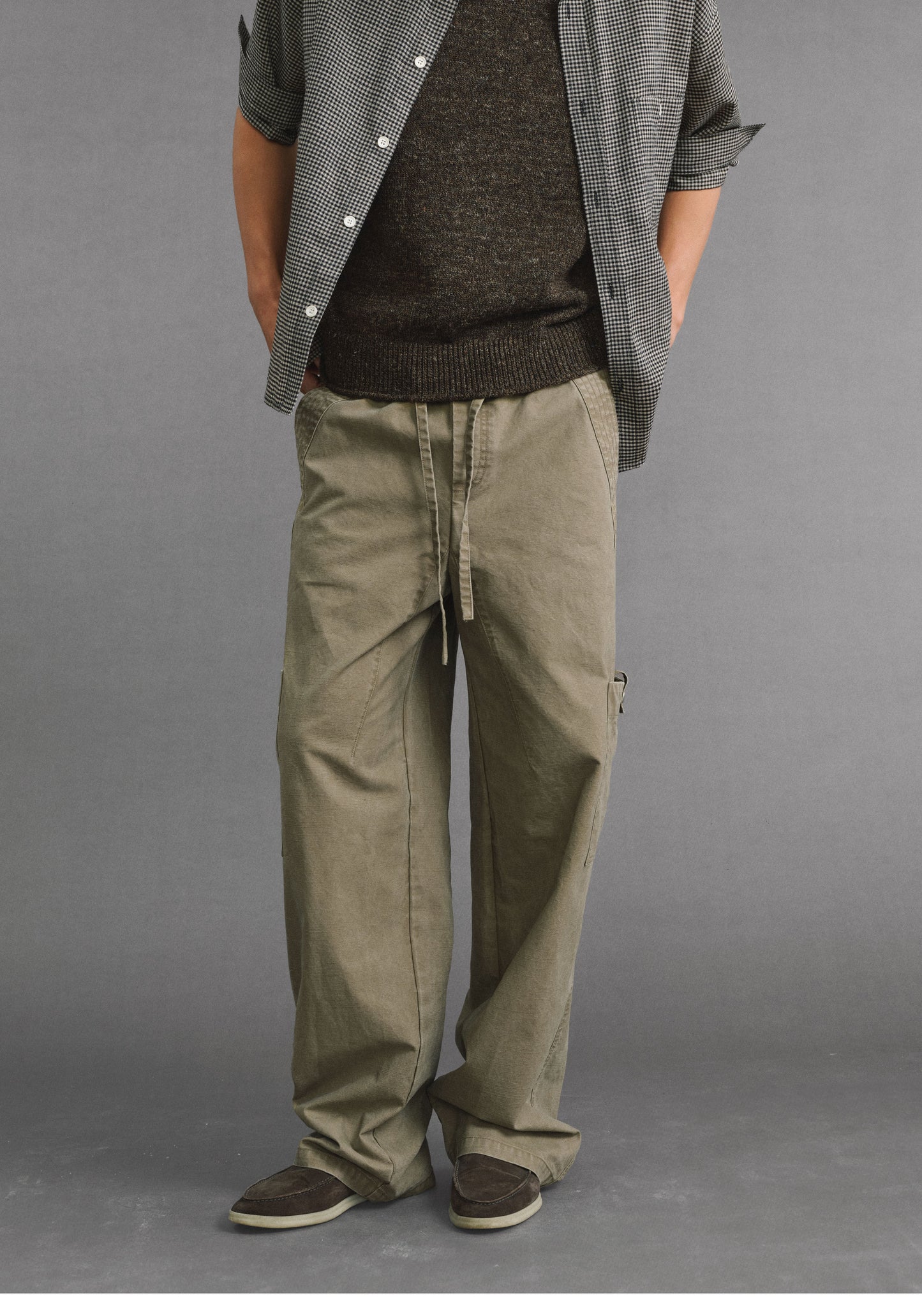 Accordion-Pocket Casual Pants