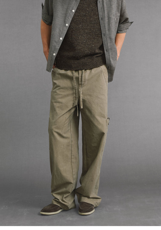 Accordion-Pocket Casual Pants