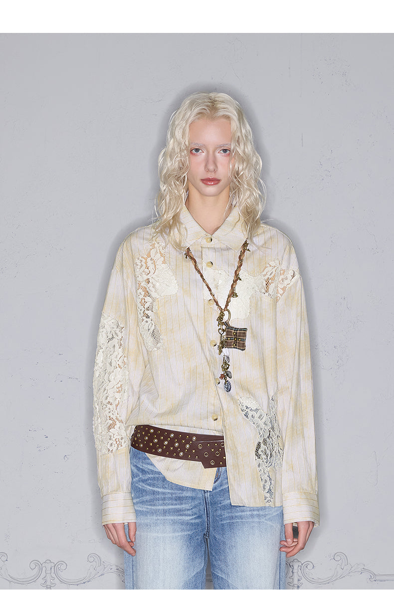 Lace Stitch Slim Shirt