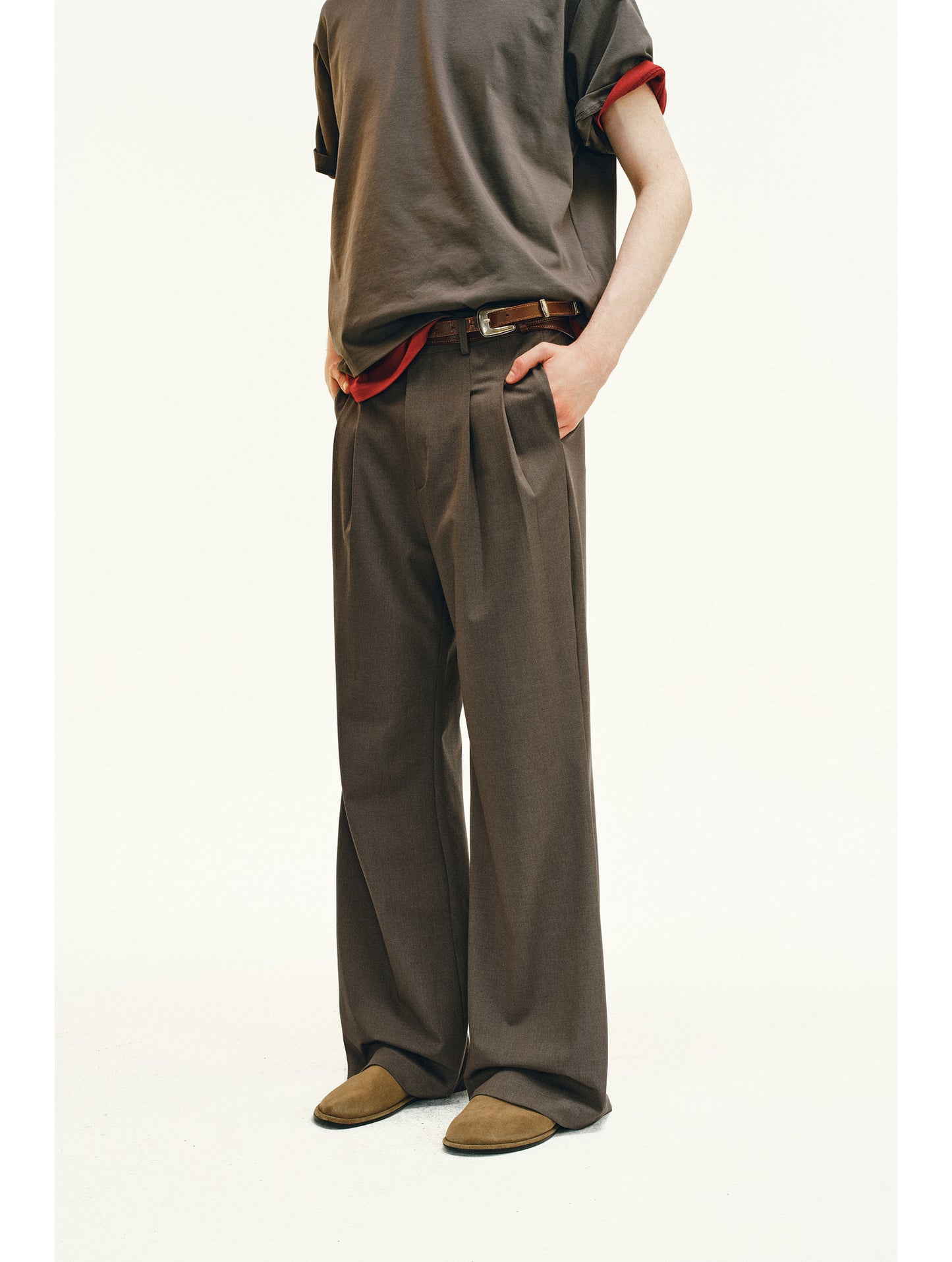 Double-Pleated Casual Pants