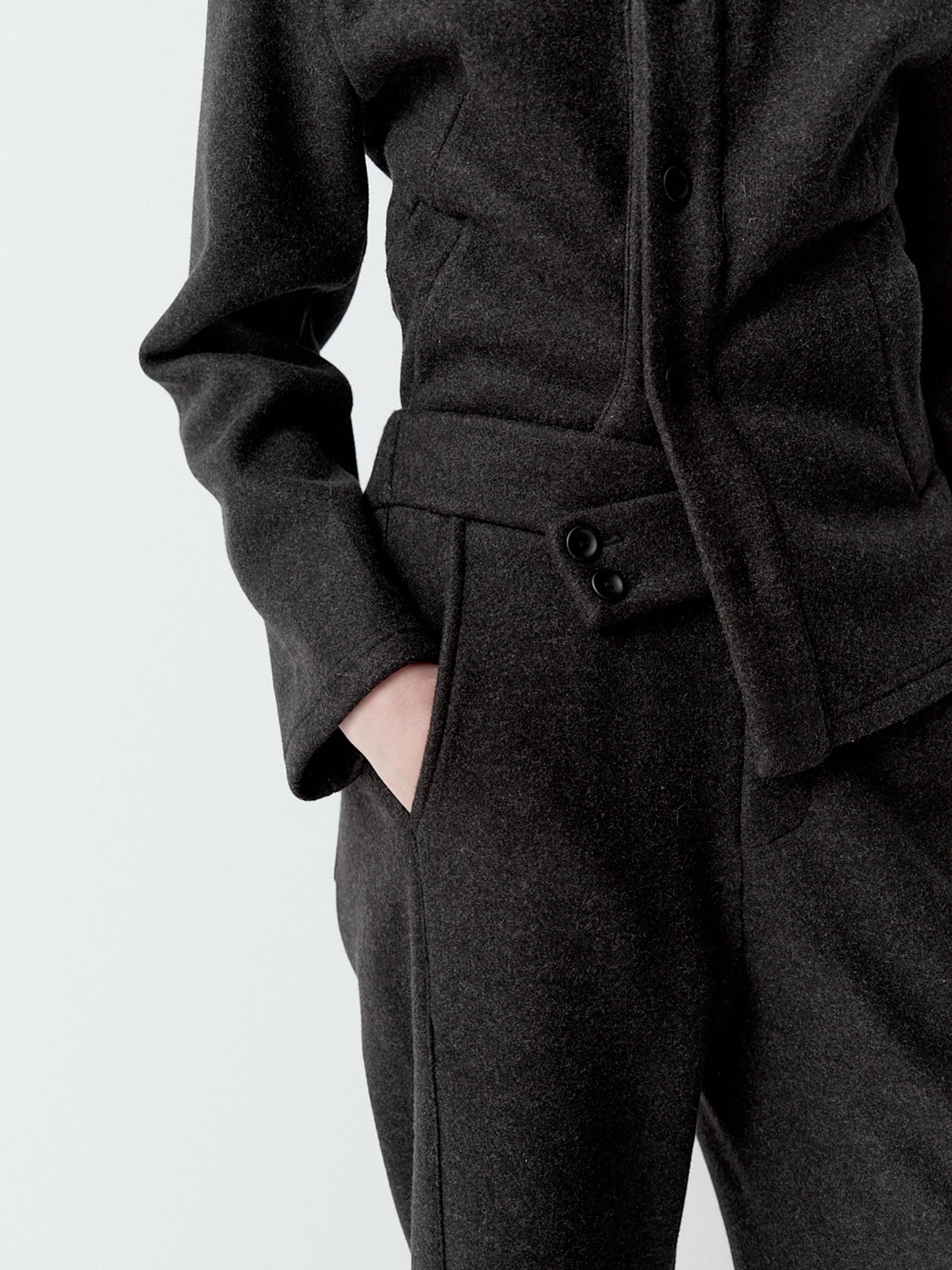 Wool-Blend Wide-Leg Casual Pants