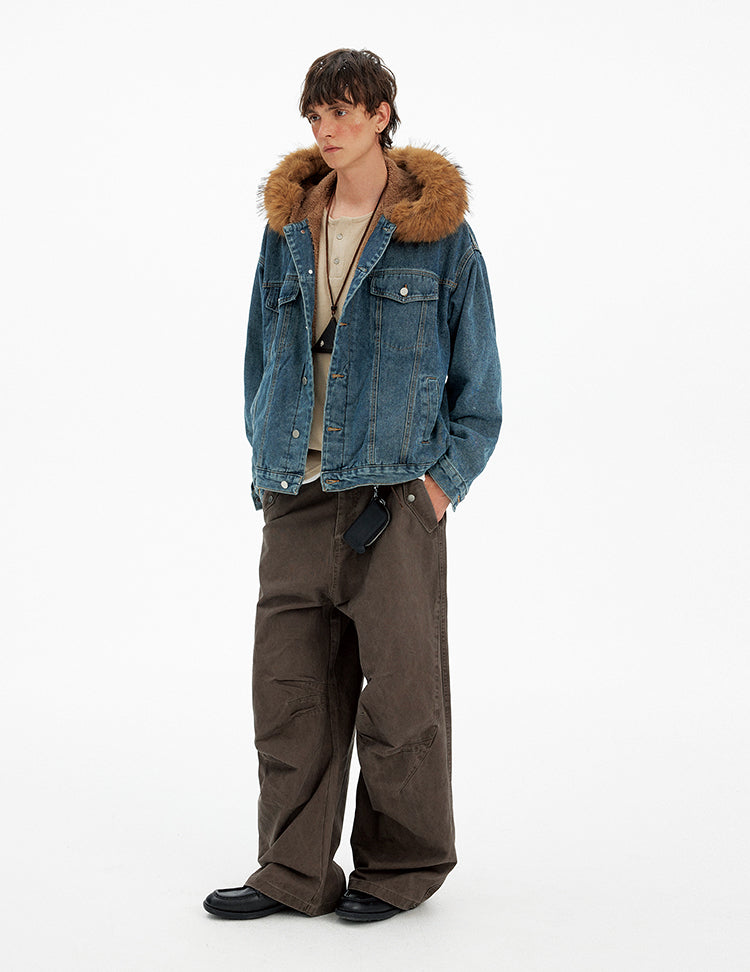 Retro Fur Collar Denim Jacket