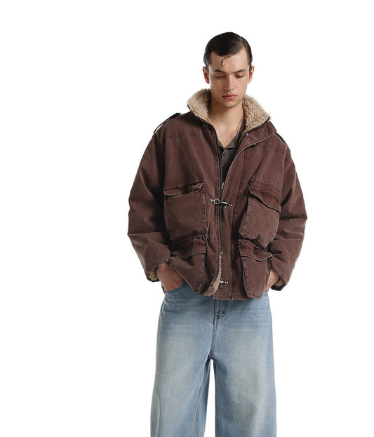 Airplane Button Multi-Pocket Jacket