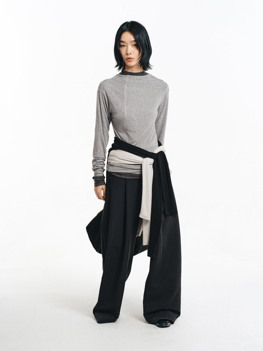 Wrinkle-resistant double-pleated casual pants