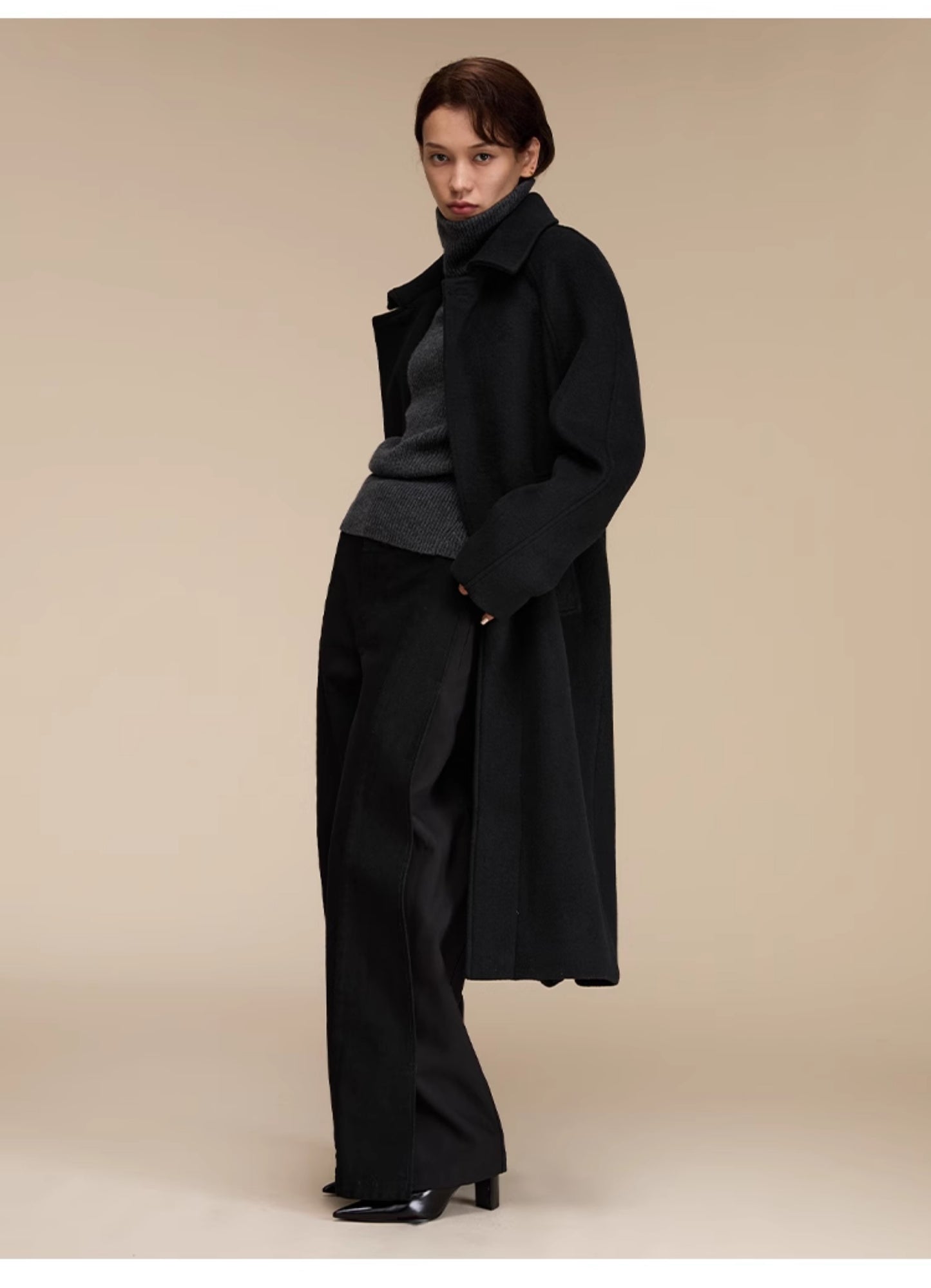 Back slit casual wool coat