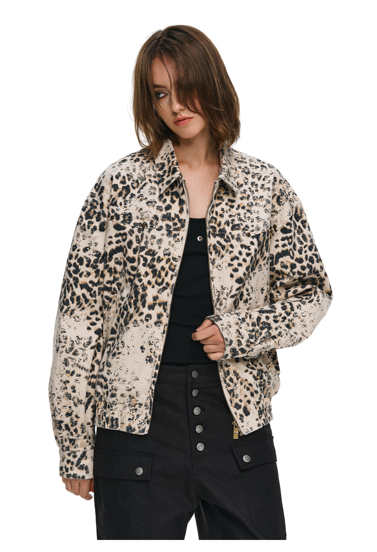 Retro Wash Leopard Print Jacket