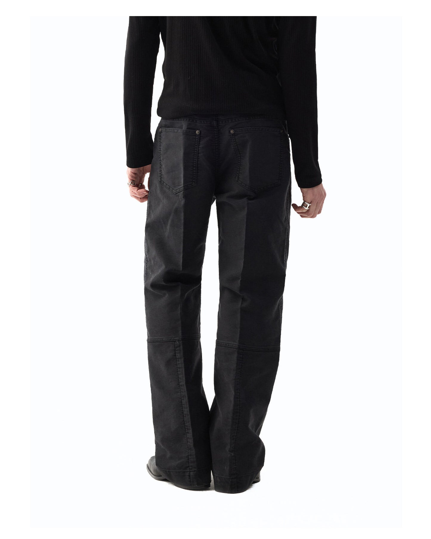 Vintage-Style Washed Denim Pants