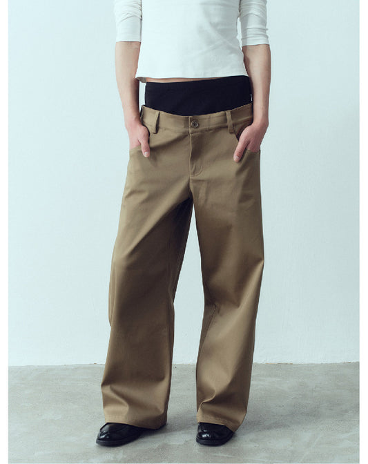Double-Waistband Casual Pants