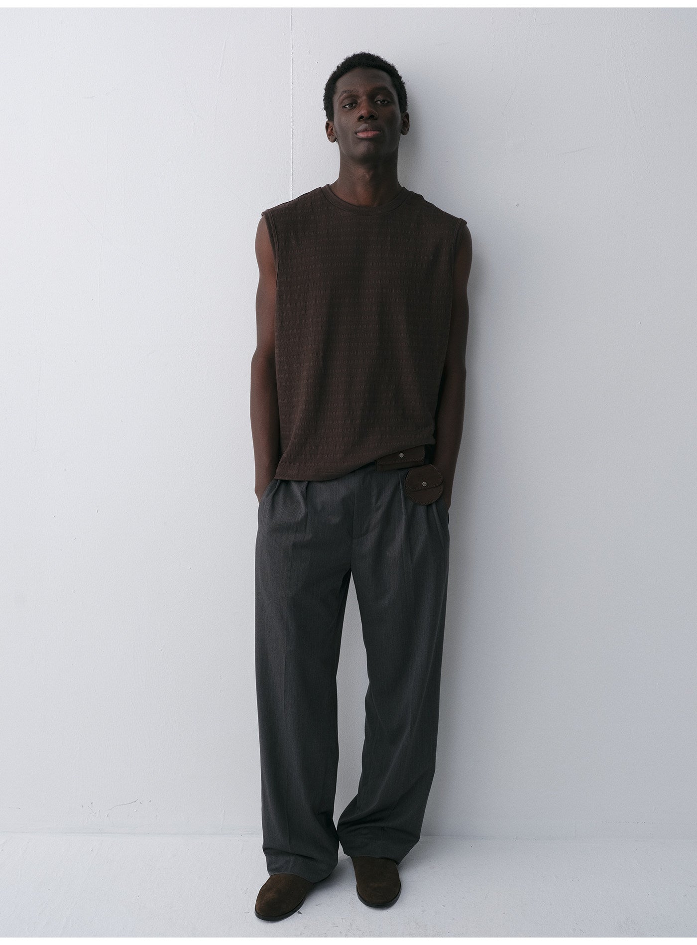 Wool Double-Pleated Casual Pants