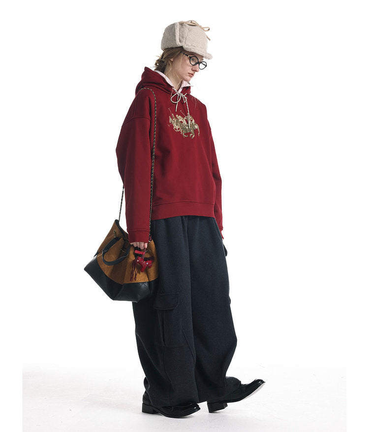 Embroidered Short Sweatshirt