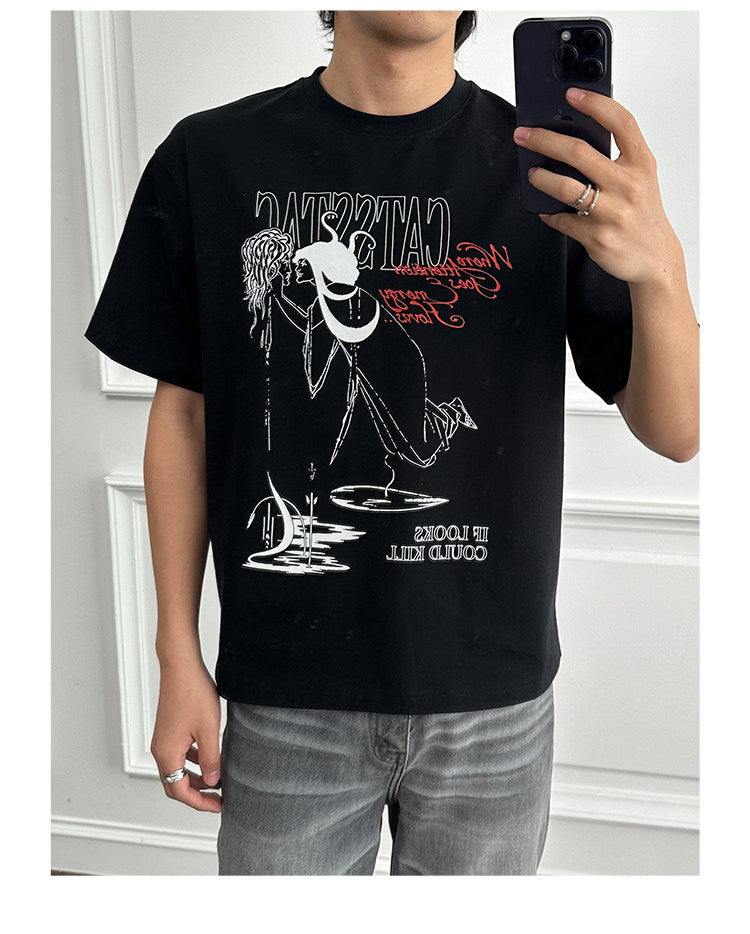 Pure Cotton Printed Round-Neck T-Shirt