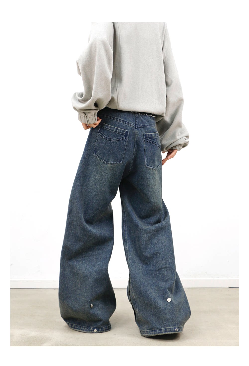 Reverse-Pleated Washed Denim