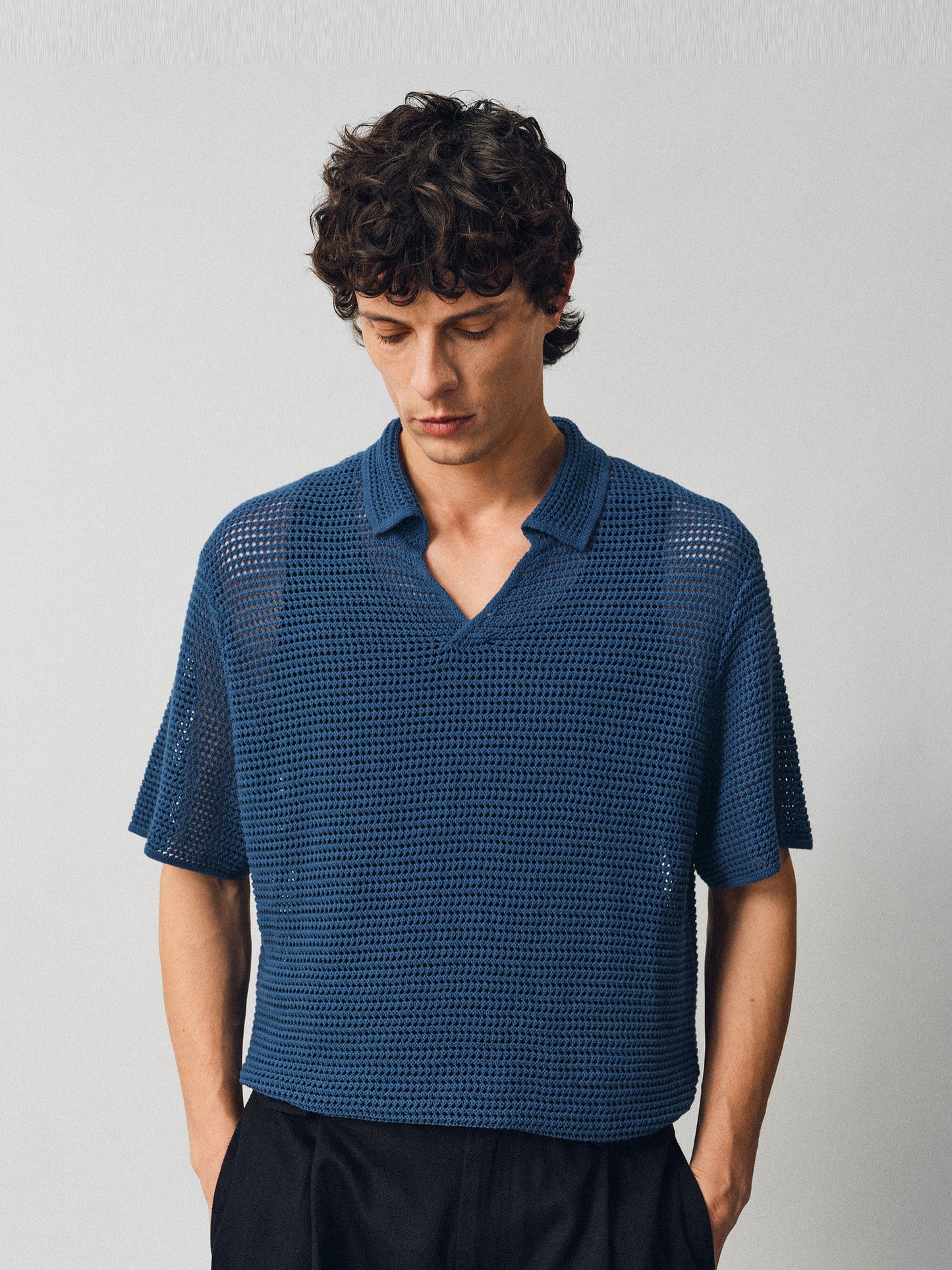 Hollow-knit Polo Shirt