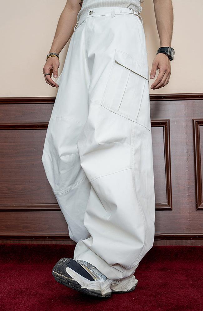 Curved Pleated Straight Casual Pants