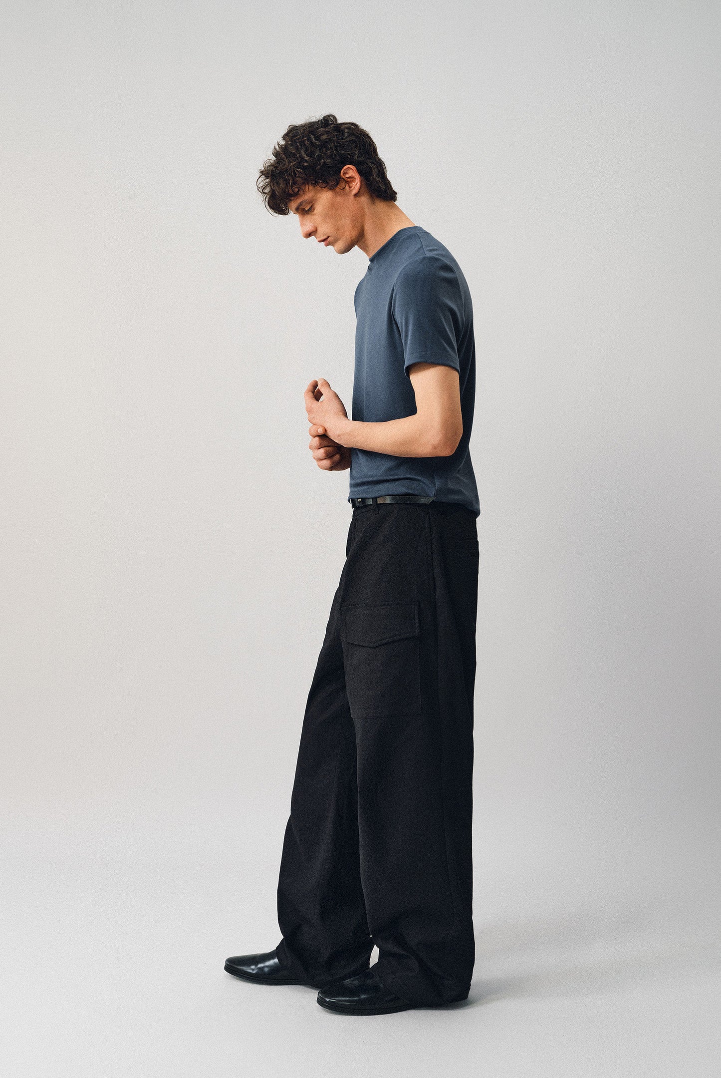Fine-Striped Fitted Round-Neck T-Shirt