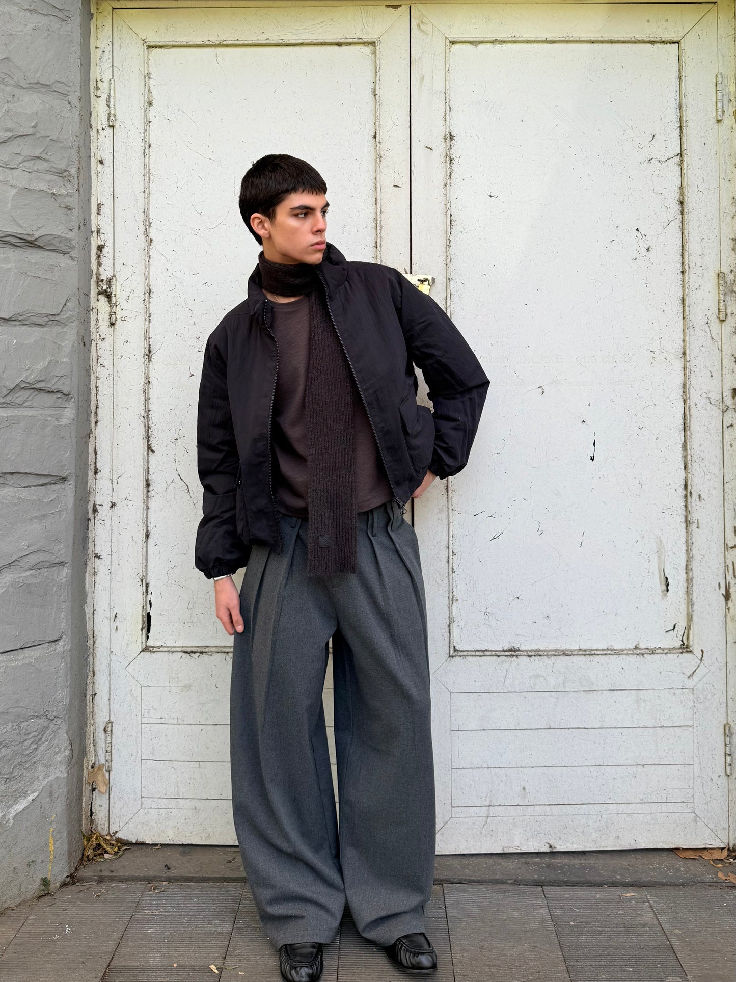 Retro 3D Pleated Wide-Leg Pants