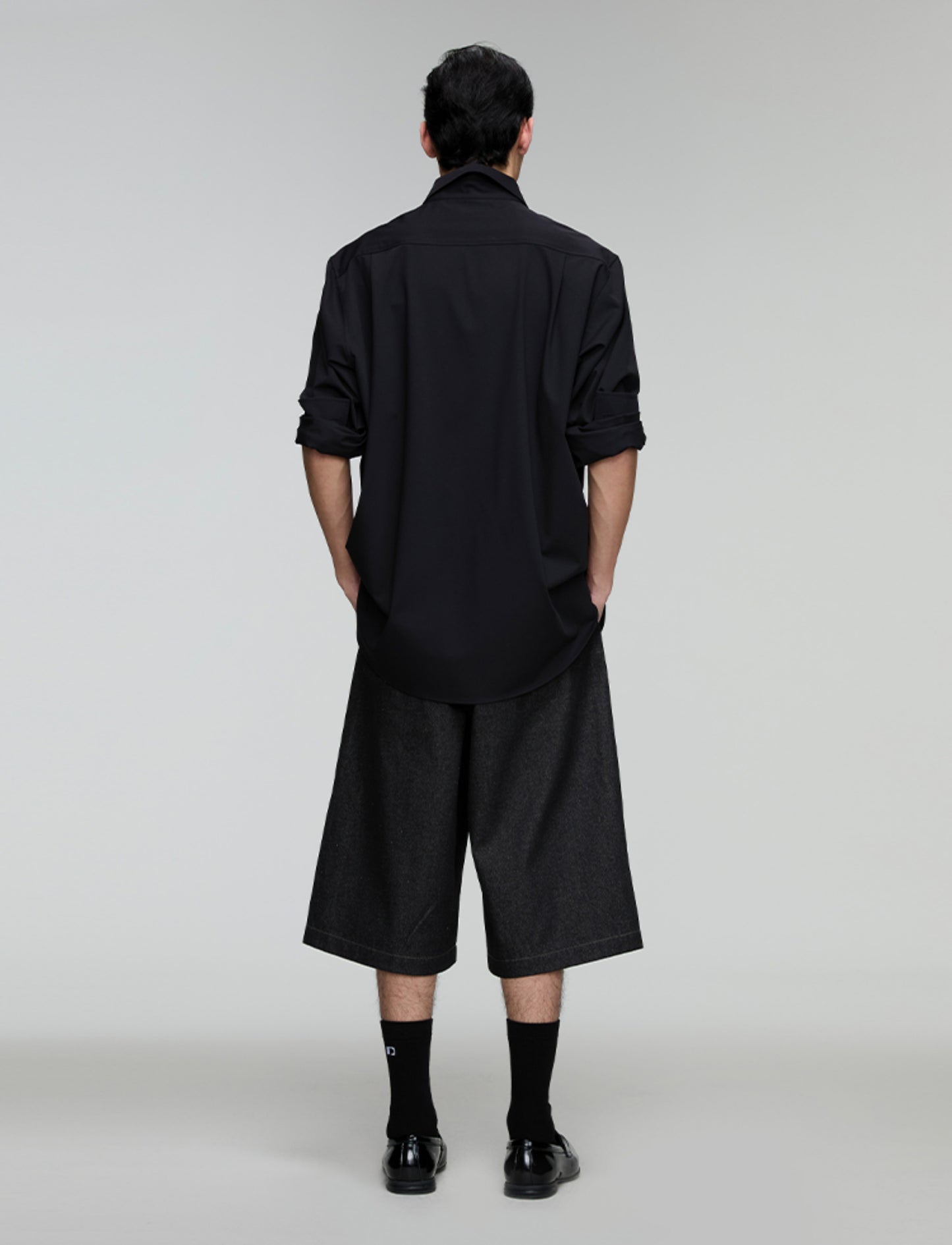 A-line loose denim shorts