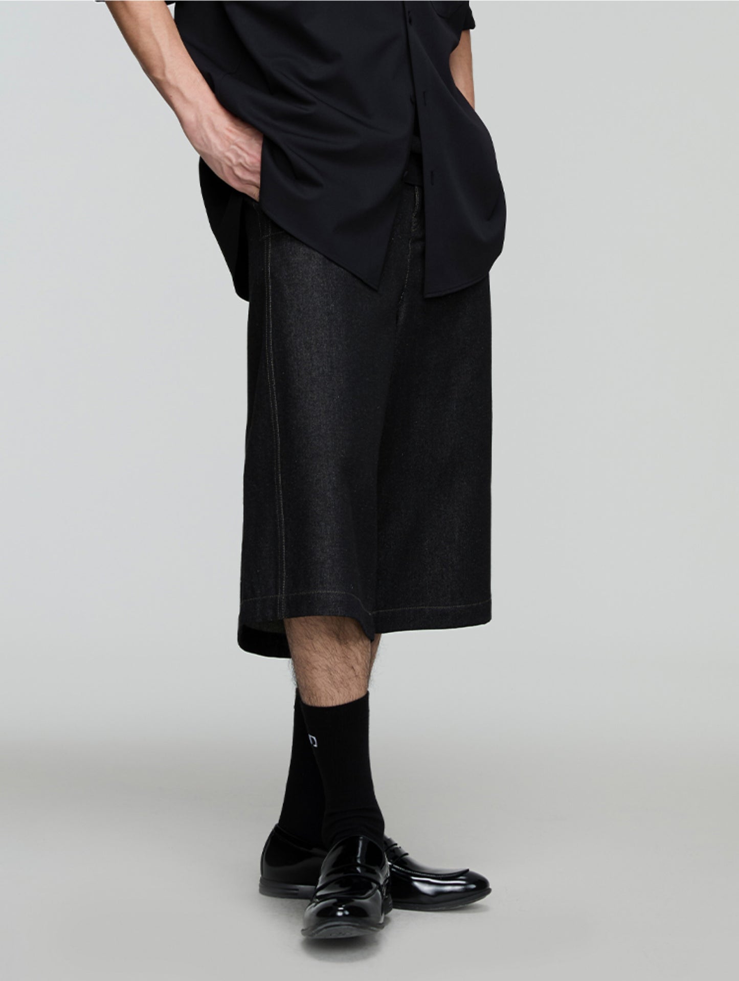 A-line loose denim shorts