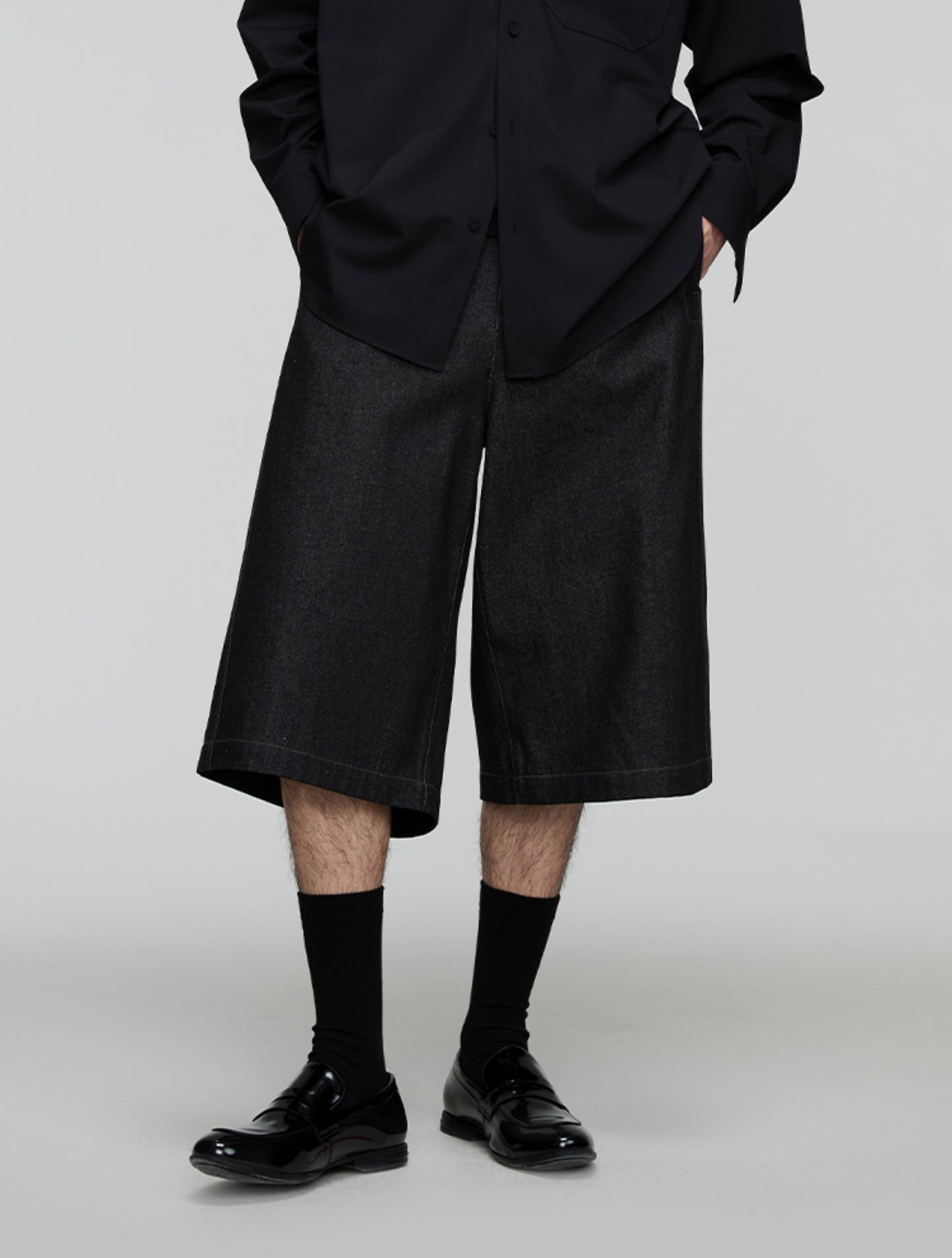 A-line loose denim shorts