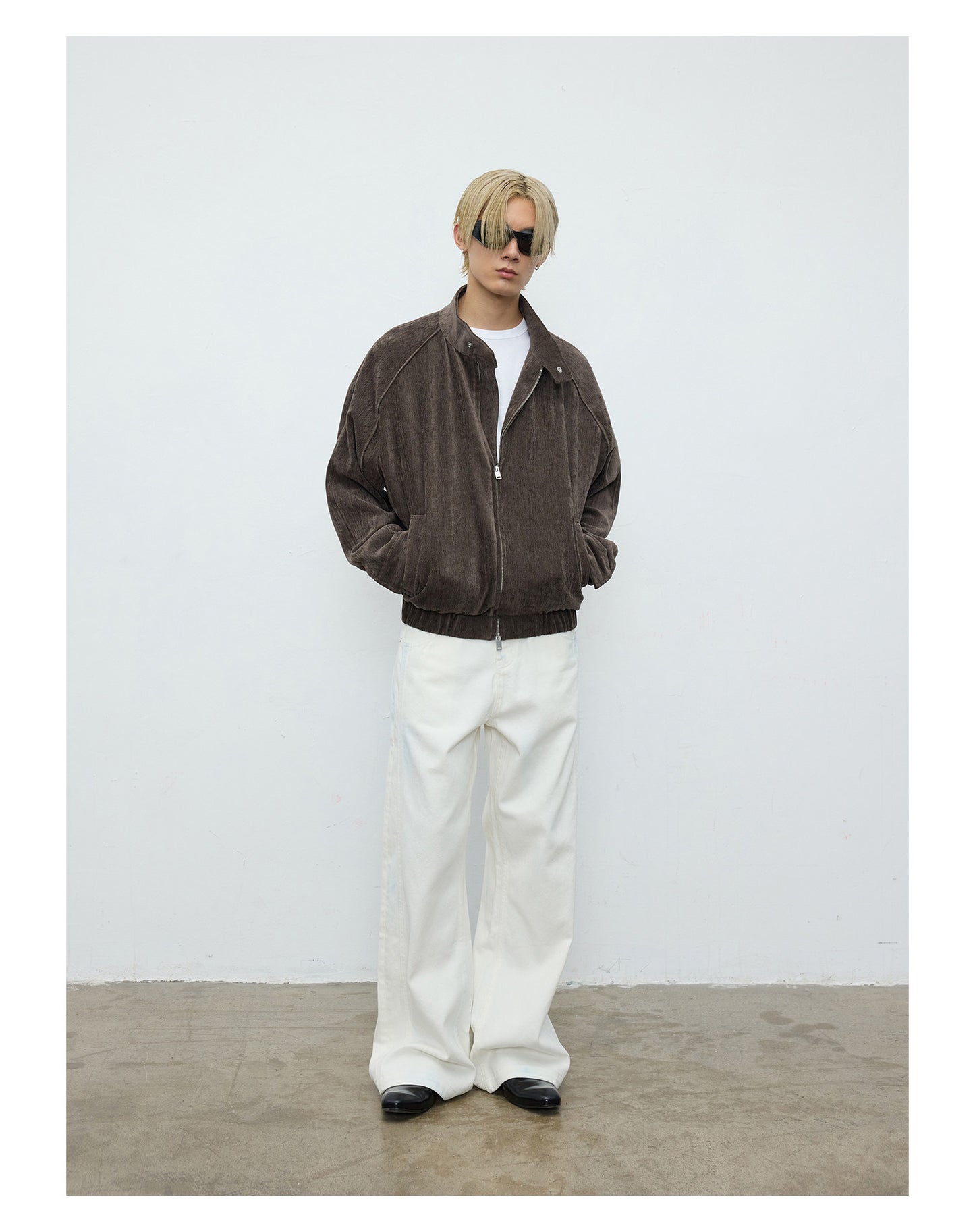 Corduroy Textured Zipper Jacket