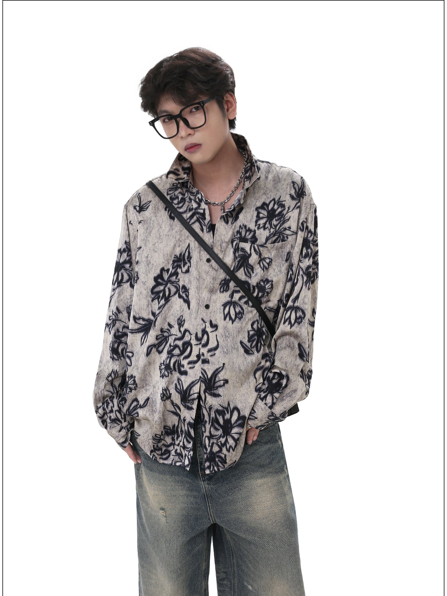 Relaxed Fit Retro Floral Print Shirt