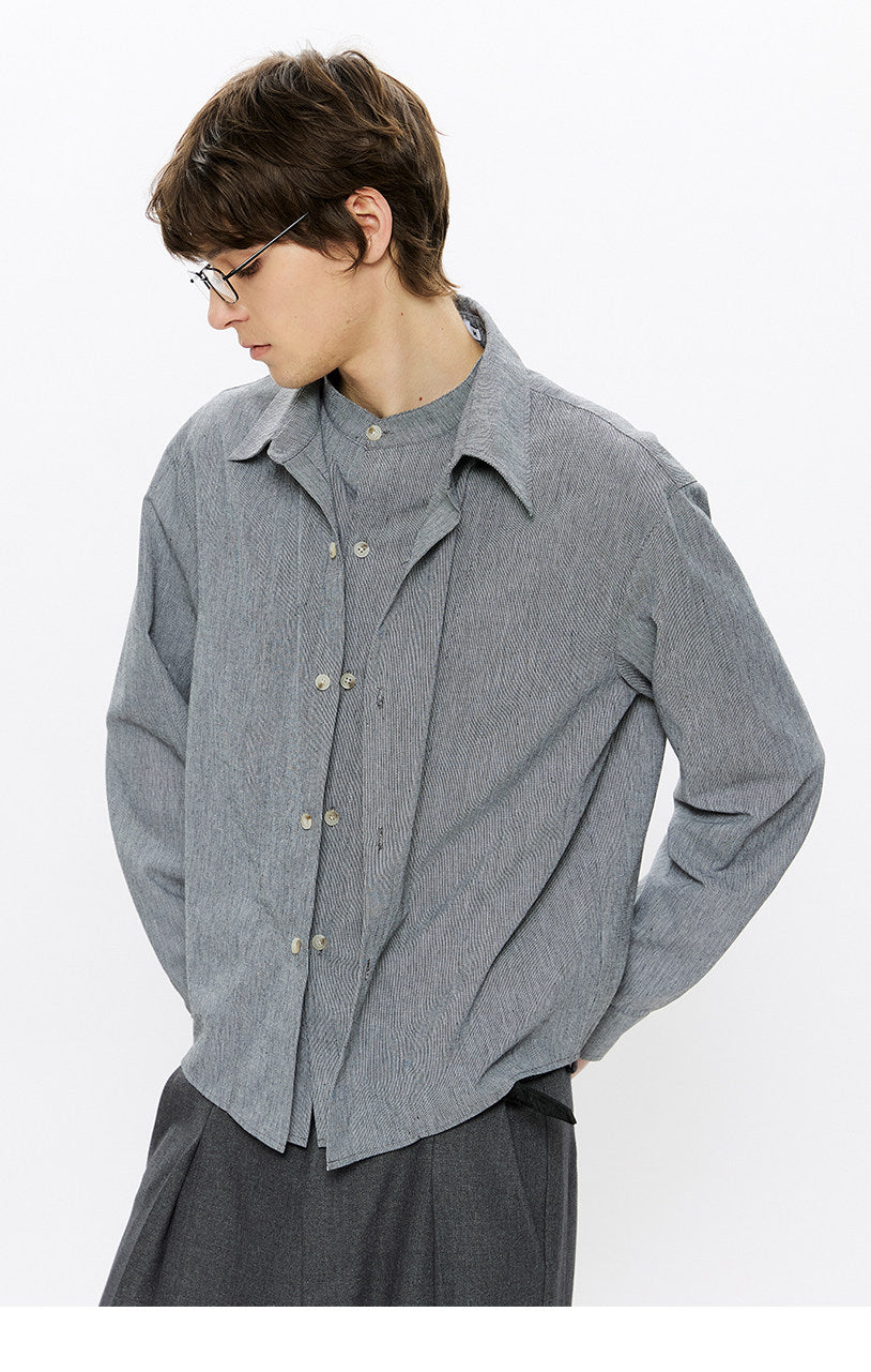 Faux Two-Piece Checkered Shirt