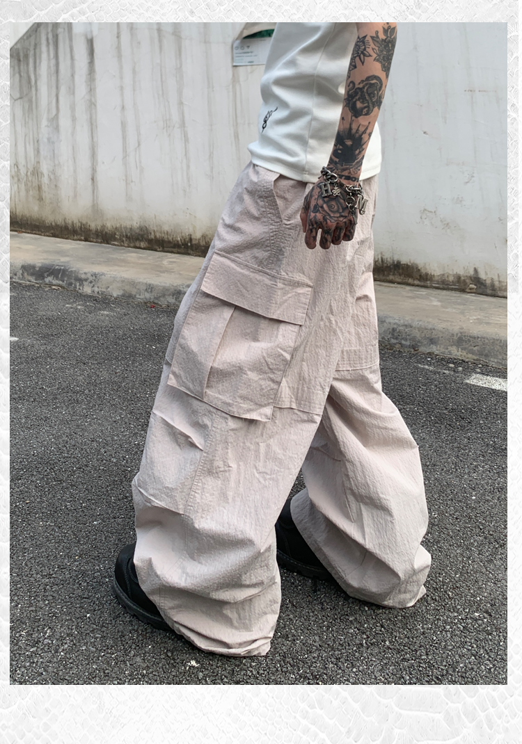 Straight Wide Side Pocket Cargo Pants