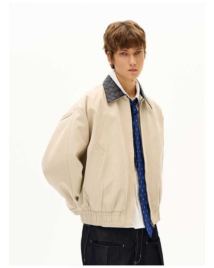 Diamond Leather Collar Jacket