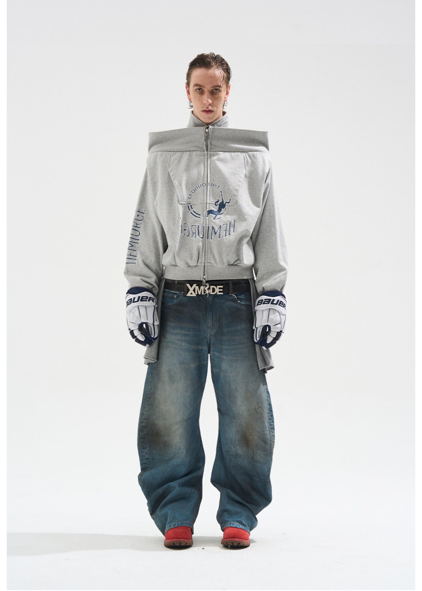 One-Shoulder Zipper Sweatshirt