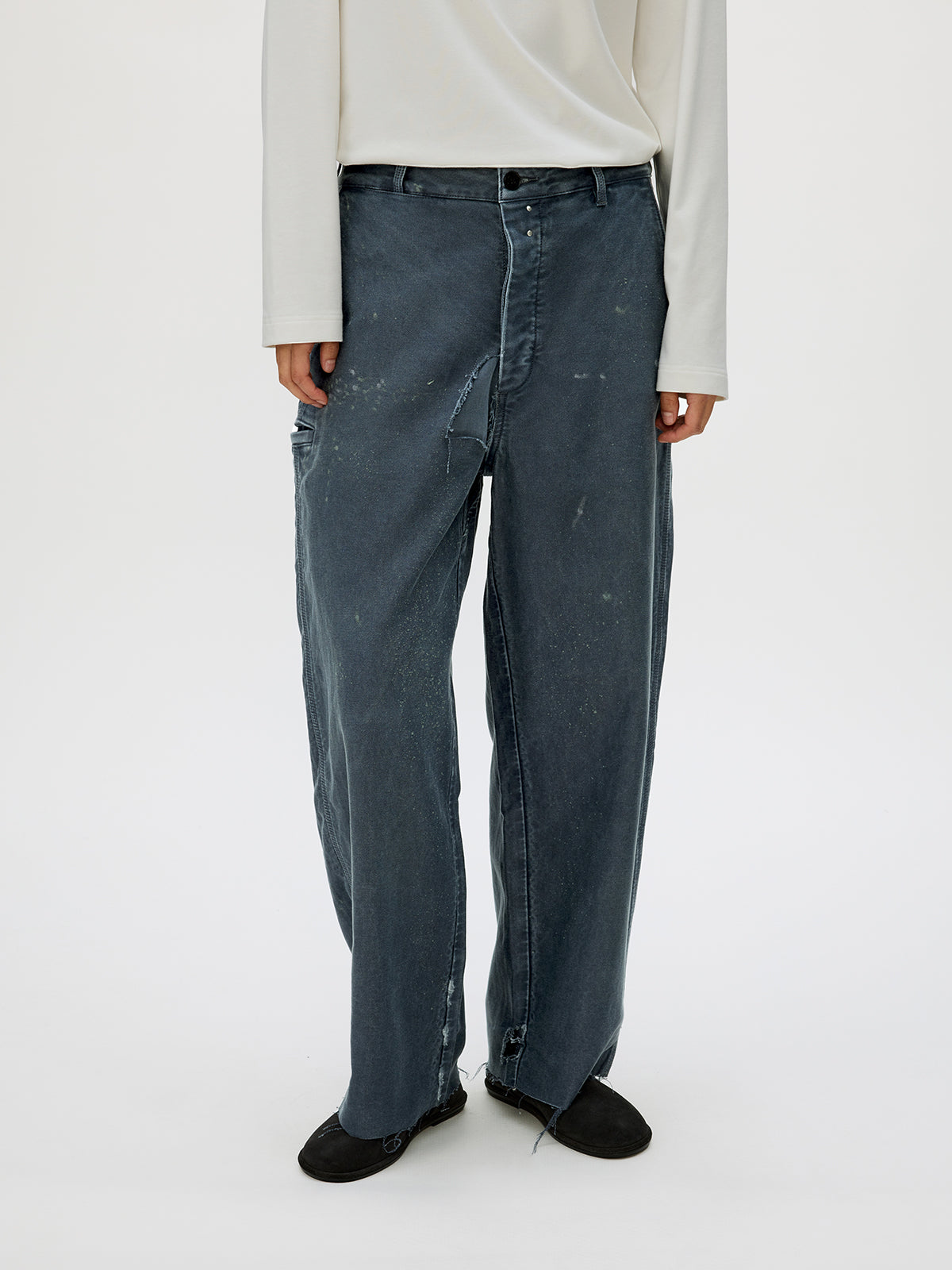 Heavy-Wash Finish Casual Pants
