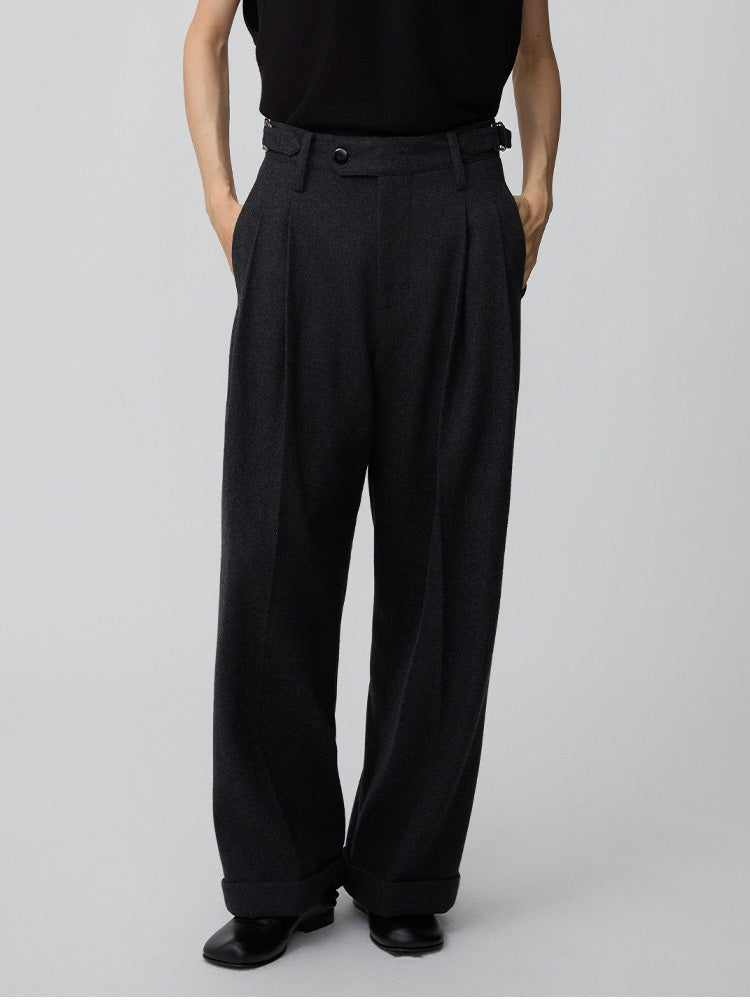 Adjustable Waist Pleated Casual Pants