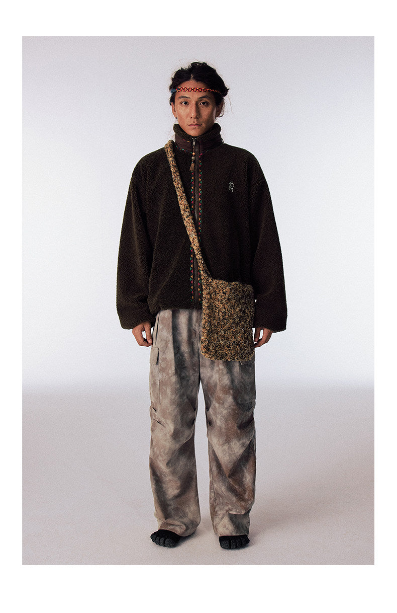 Hand-Knitted Fleece Beaded Jacket