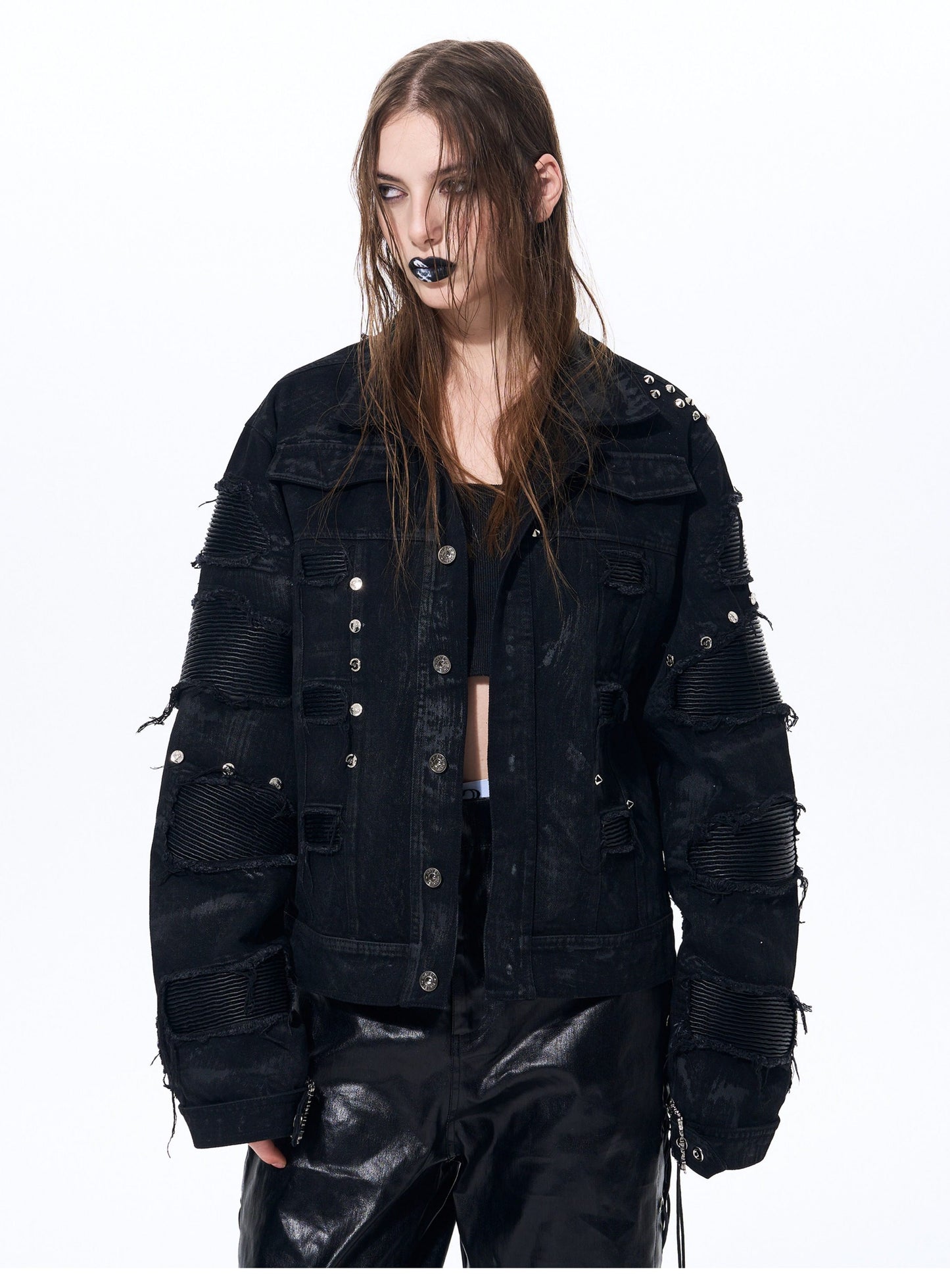 Distressed Wax Denim Jacket