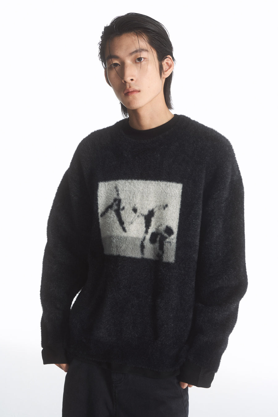 Imitation Mink Pullover Round Neck Sweater