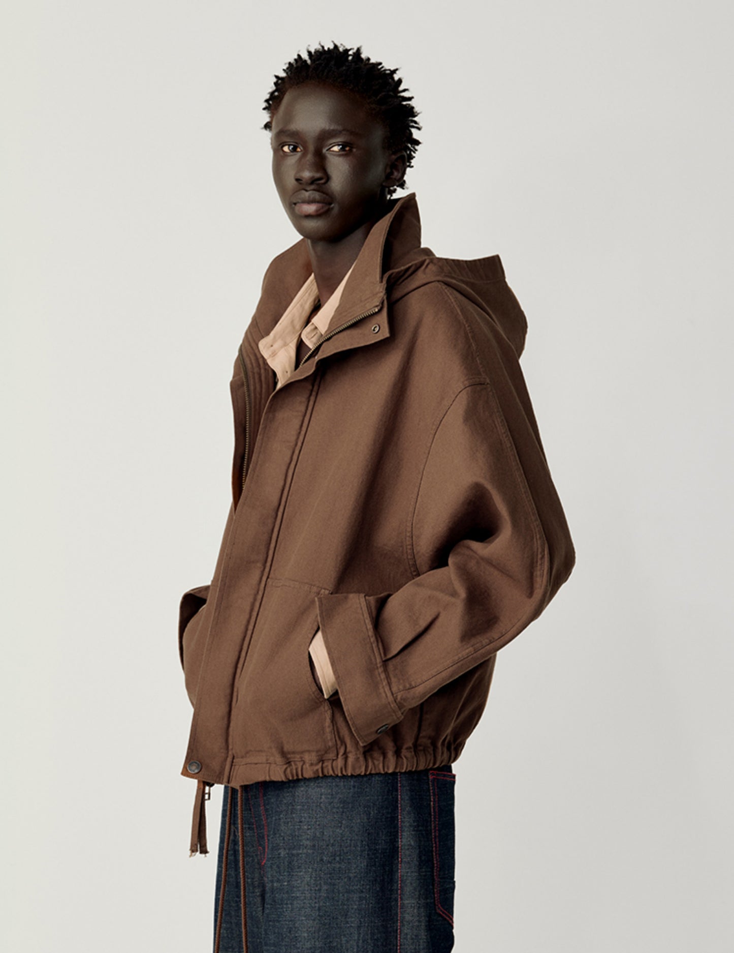 Stand Collar Hooded Jacket