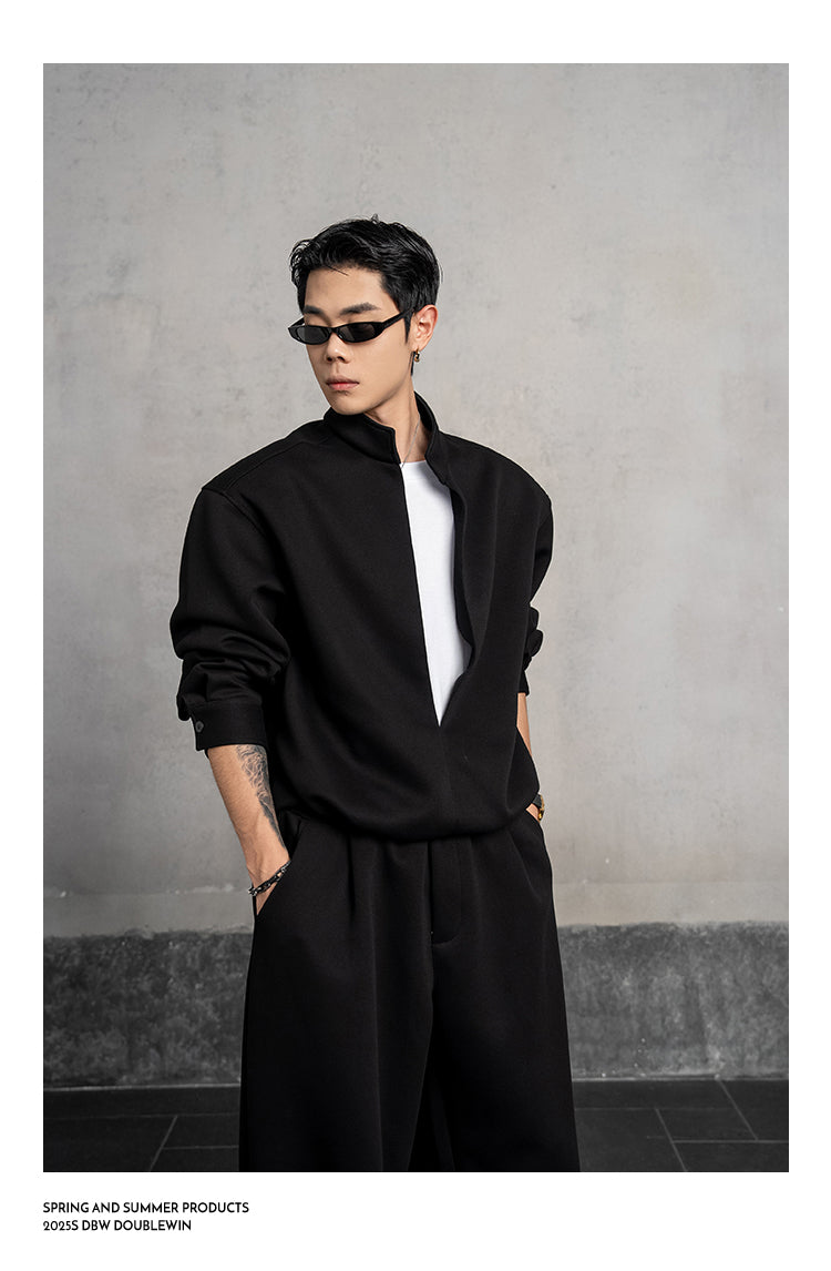 Stand-up collar sweatshirt set