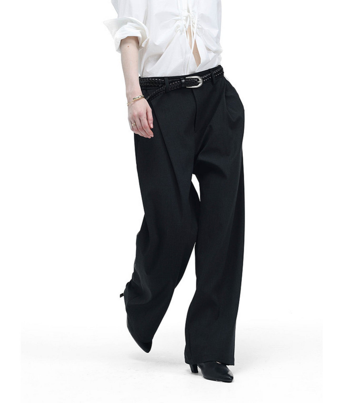 Vintage-Style Pleated Casual Pants