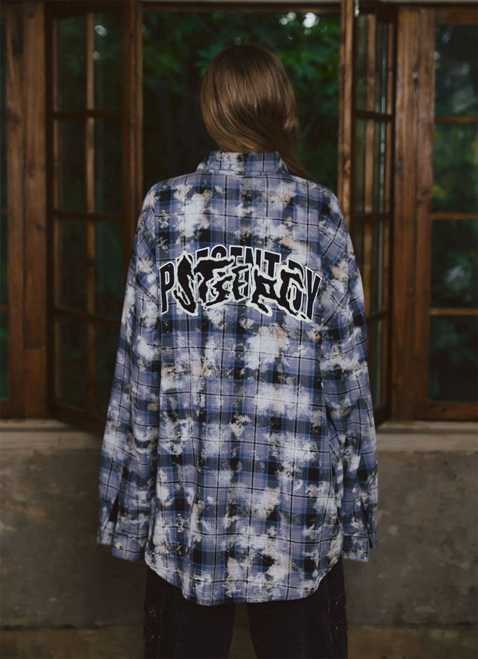 Destruction Embroidery Street Check Long Sleeve Shirt