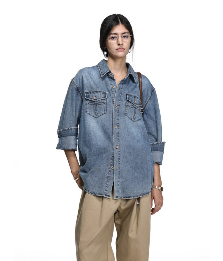High-Quality Washed Denim Shirt