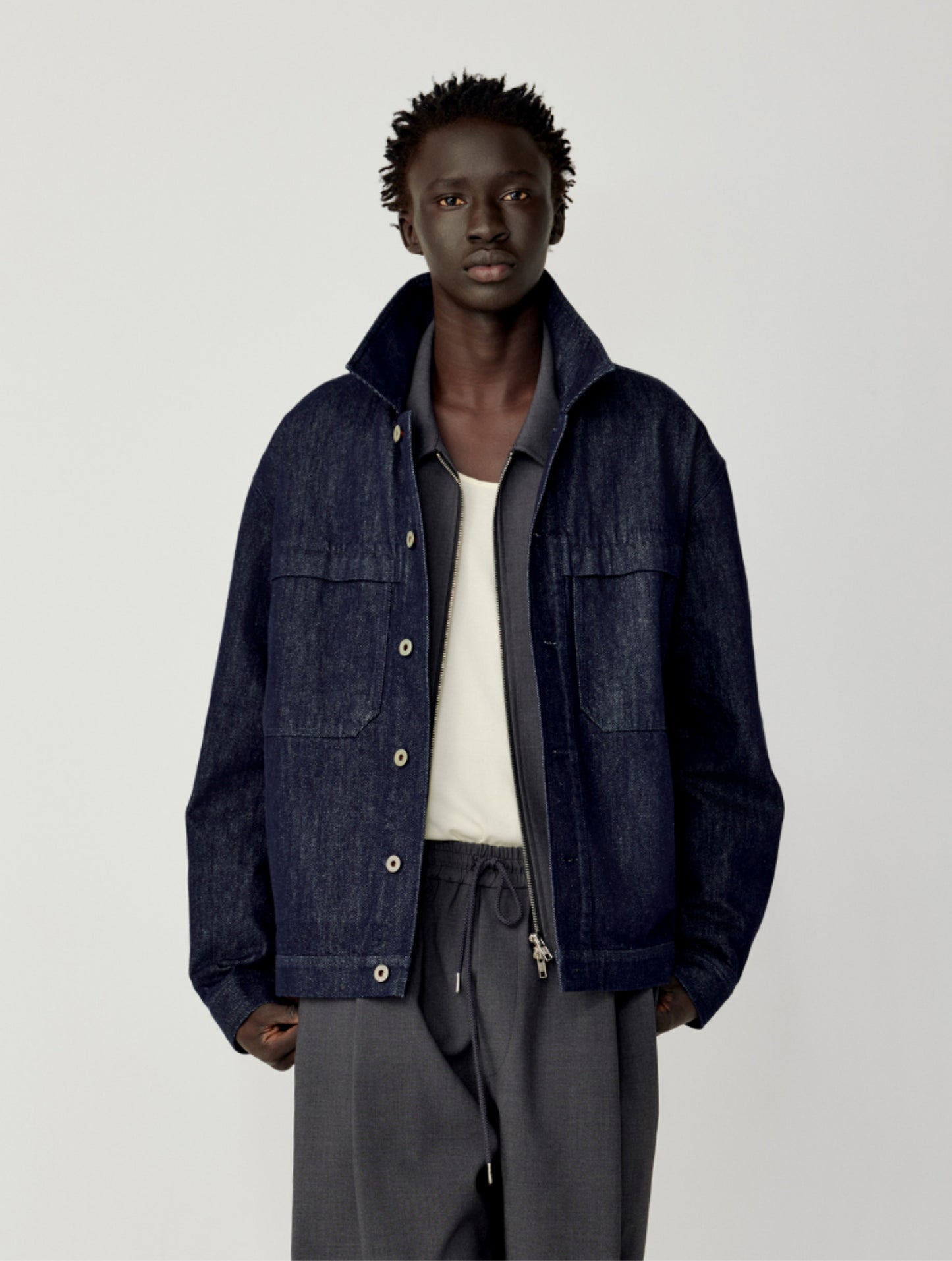 Double patch pocket denim jacket