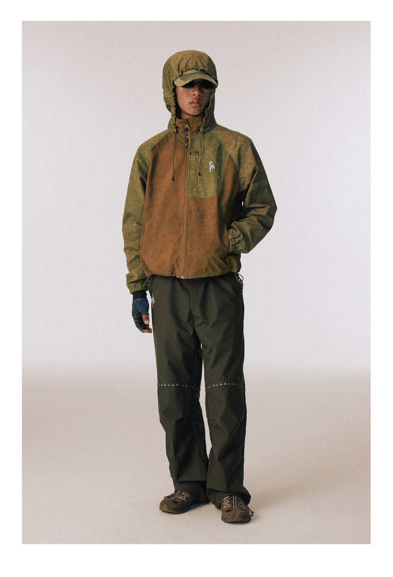 Water-repellent nylon hooded jacket