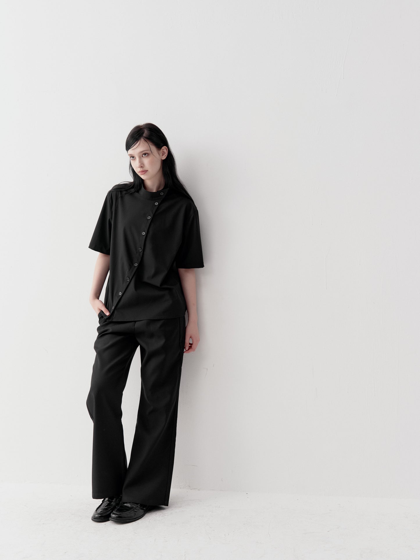 Lightweight Shirt with Stand-Up Collar