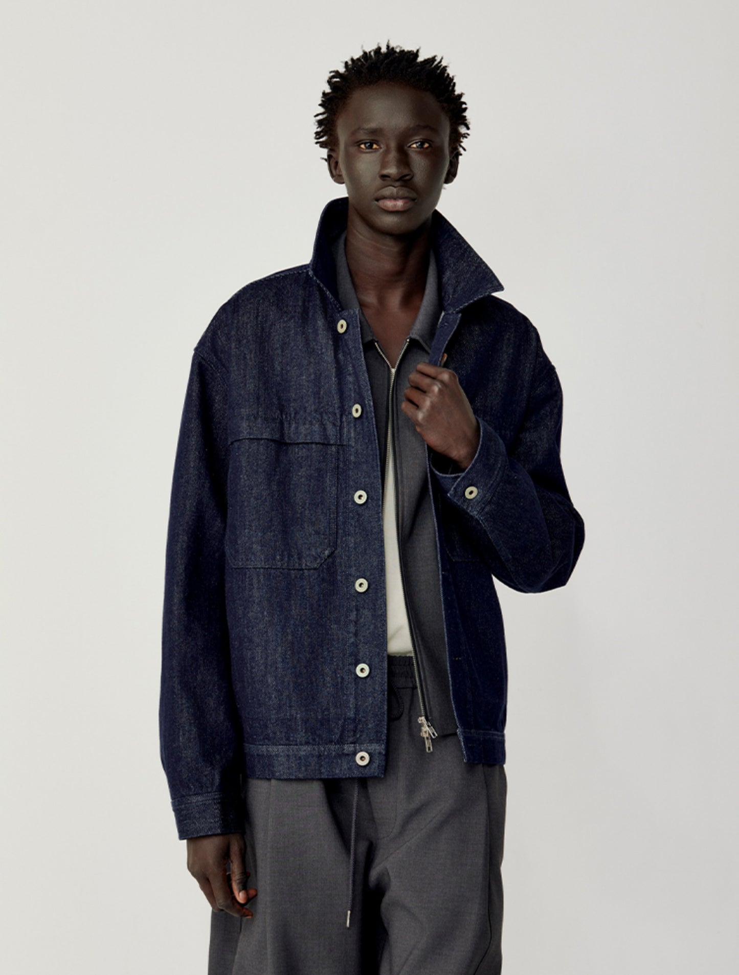 Double patch pocket denim jacket