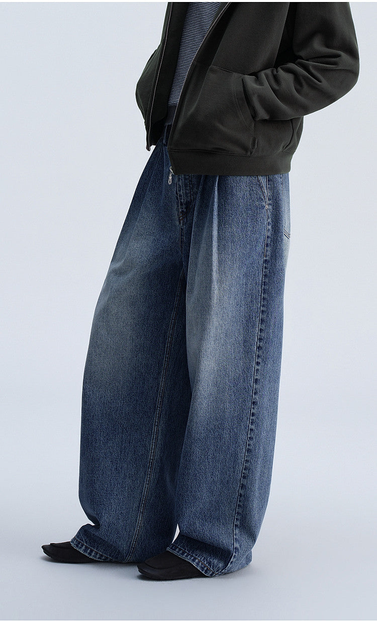Washed Gradient Mist Double-Pleated Jeans